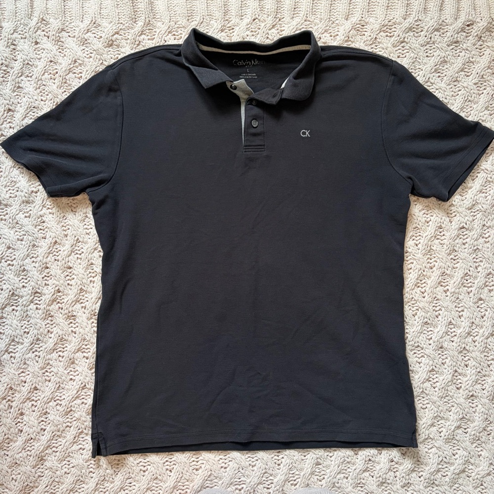 Calvin Klein Men’s Polo Shirt - Charcoal Grey - Size Large (fits Medium)